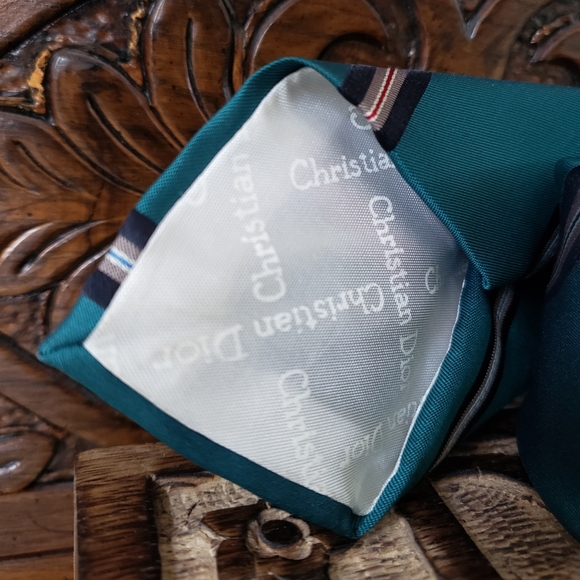 ⭐DIOR | Vintage Green Logo Striped Tie Spring Wedding Easter Graduation Party - Picture 15 of 16